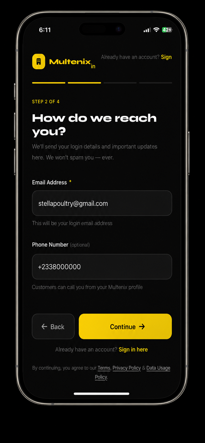 Step 2  Contact details
